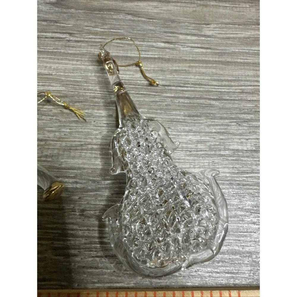 Christmas musical‎ instruments ornaments set Of three glass/gold